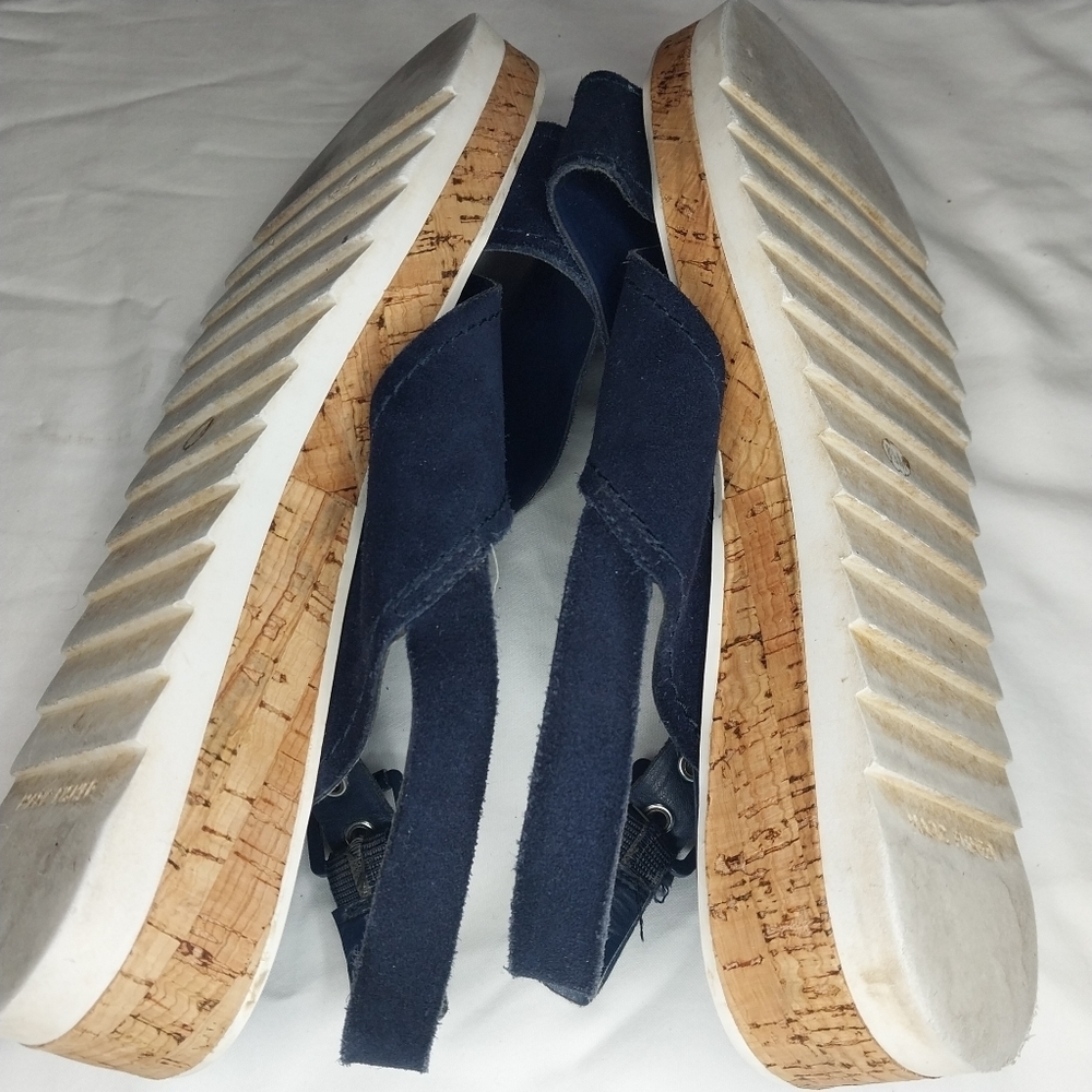 Marc Fisher Glitze Wedge Sport Lug Sole Slingback Navy Sandal Size 8 1/2 - Picture 11 of 12